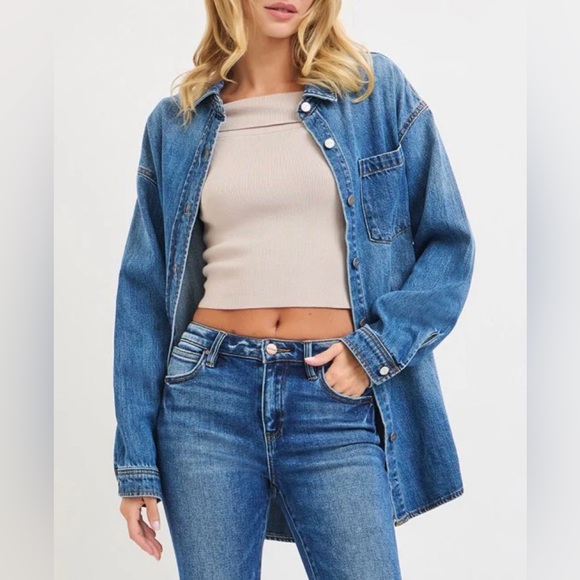 Risen Los Angeles Jackets & Blazers - New! Risen Denim Shacket